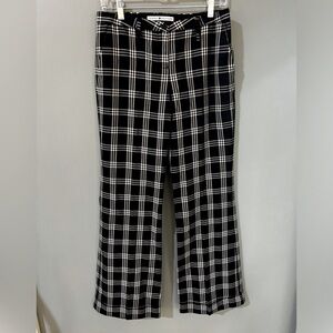 Tommy Hilfiger black and white plaid cuffed flare leg pant Y2K size 4